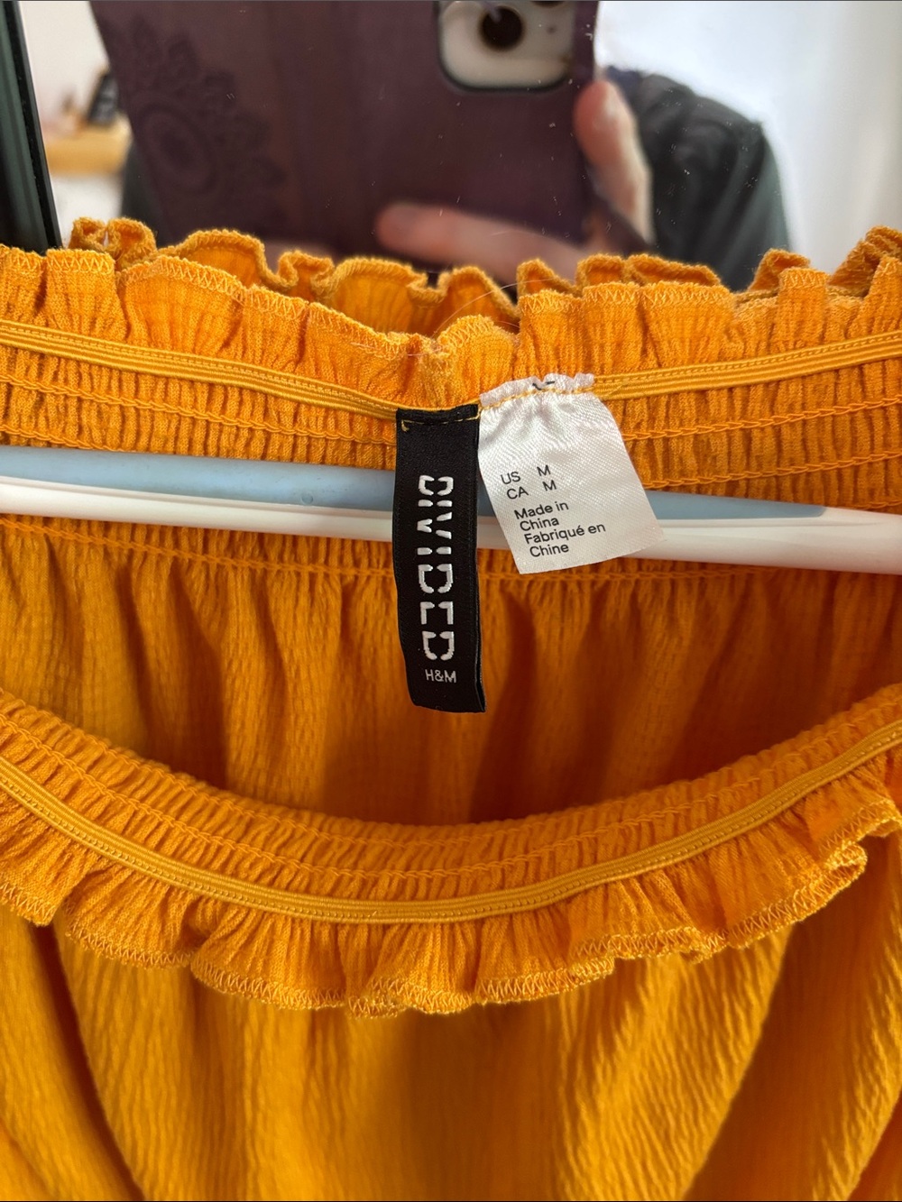 H&M Mustard Yellow Off-Shoulder Ruffle Crop Top - Picture 2 of 2